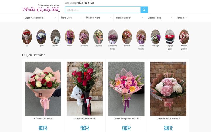 Screenshot of meliscicekcilik.com