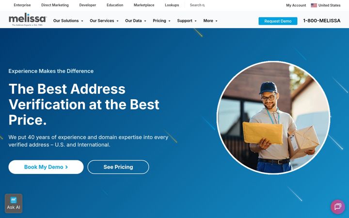 Screenshot of melissadata.com