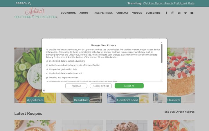 Screenshot of melissassouthernstylekitchen.com