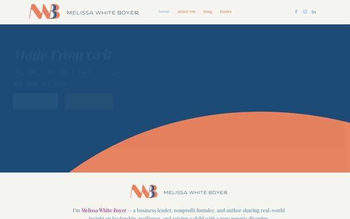 Screenshot of melissawhiteboyer.com