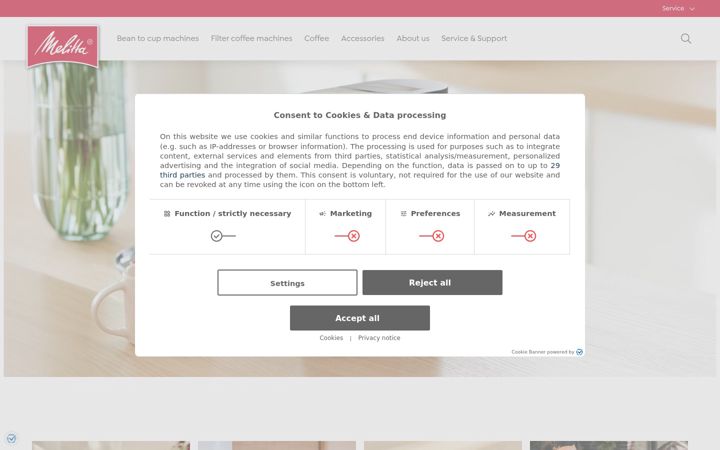 Screenshot of melitta-international.com