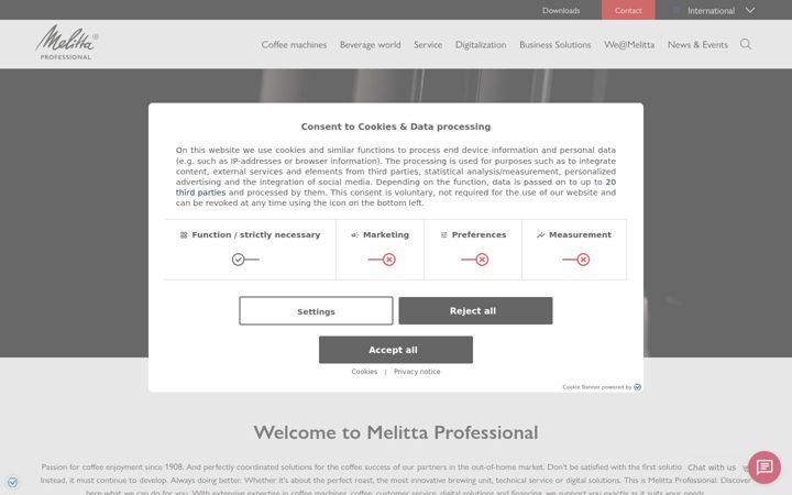 Screenshot of melitta-professional.com