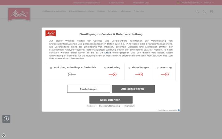 Screenshot of melitta.ch