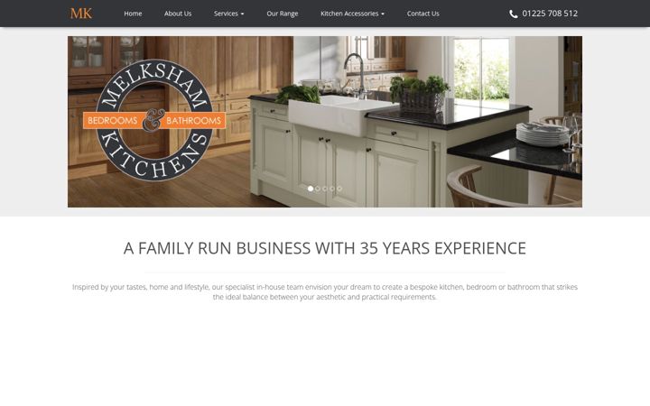 Screenshot of melkshamkitchens.com