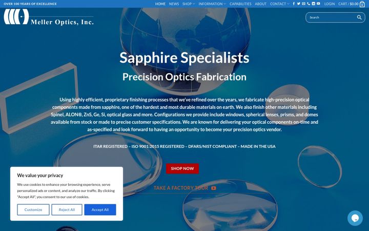 Screenshot of melleroptics.com