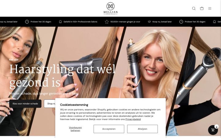Screenshot of mellianhair.com