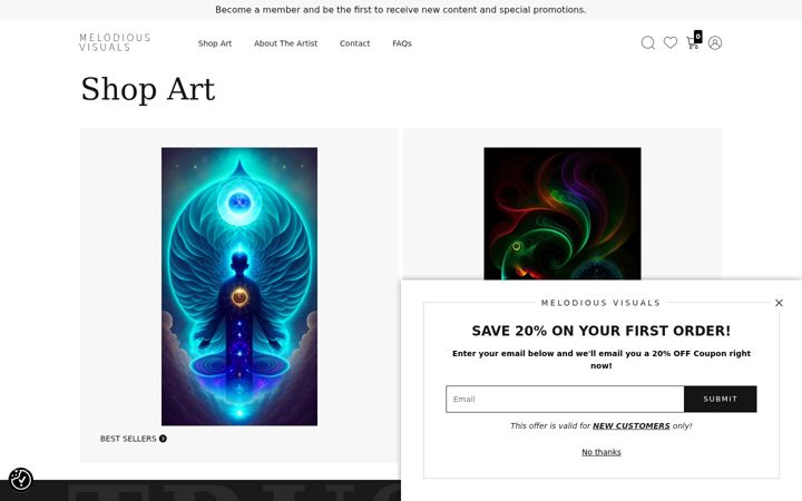 Screenshot of melodiousvisuals.com