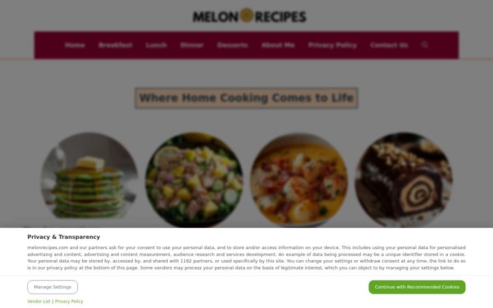 Screenshot of melonrecipes.com