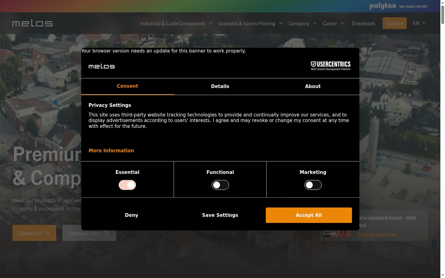 Screenshot of the consent banner shown before any interaction