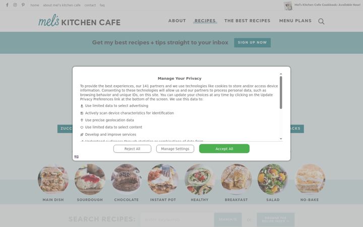 Screenshot of melskitchencafe.com