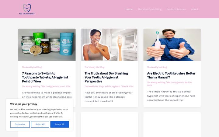 Screenshot of melthehygienist.com