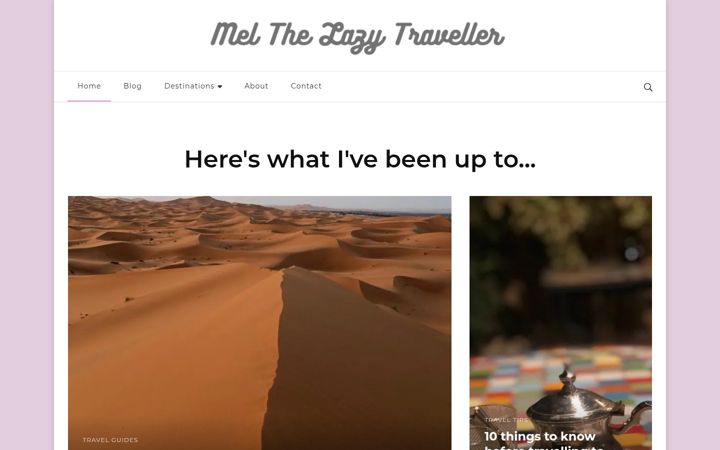 Screenshot of melthelazytraveller.com