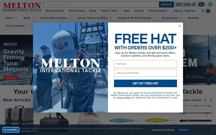 Kuvakaappaus sivustosta meltontackle.com