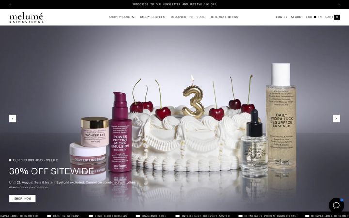 Screenshot of melume-skinscience.com