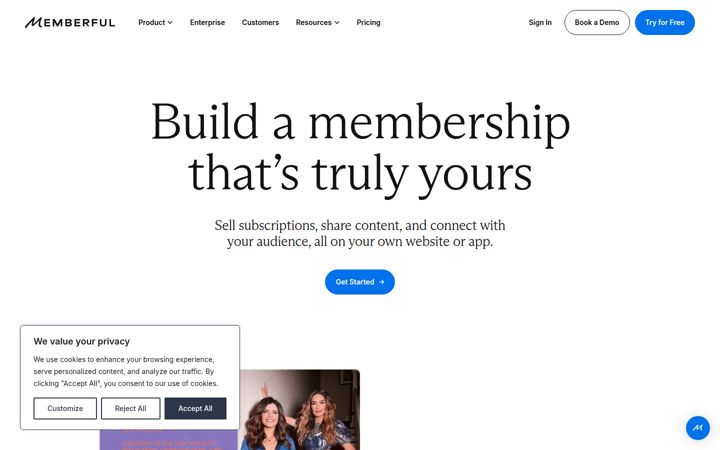 Ekrano kopija memberful.com