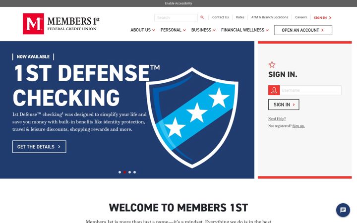 Screenshot von members1st.org