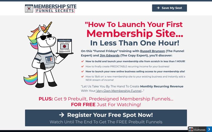 Screenshot of membershipsitefunnelsecrets.com