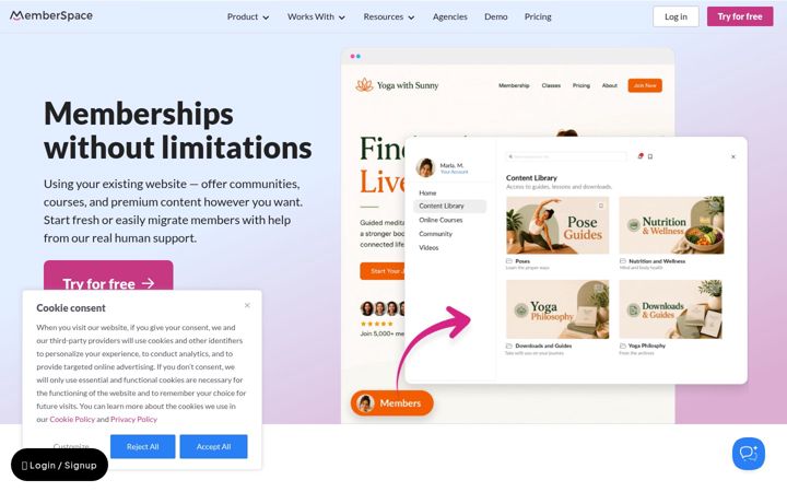 Screenshot of memberspace.com