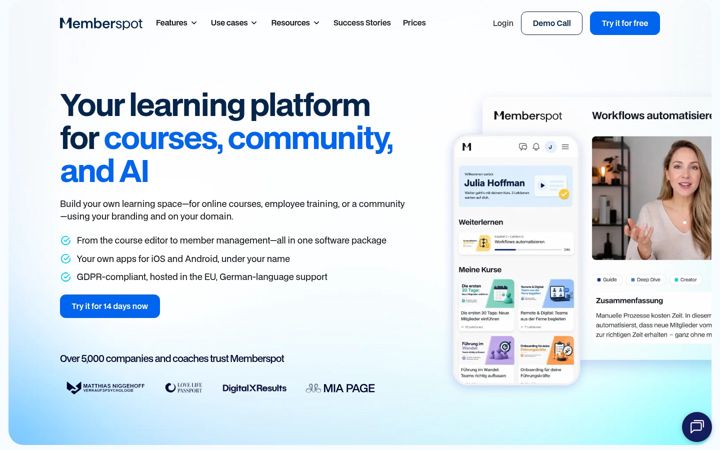 Screenshot of memberspot.io