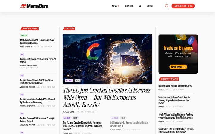 Screenshot of memeburn.com