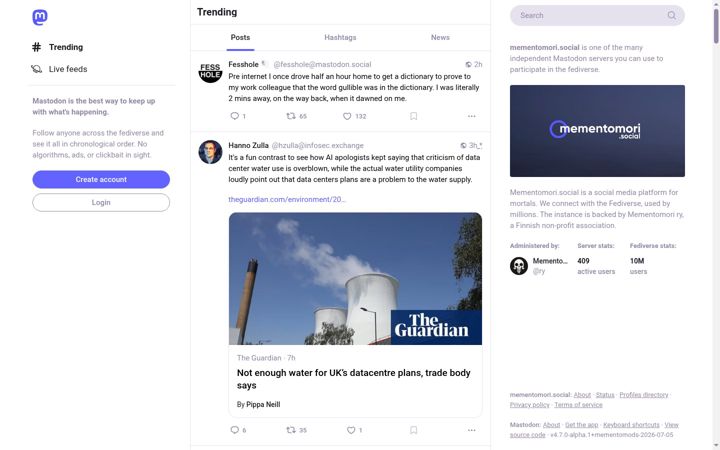 Screenshot of mementomori.social