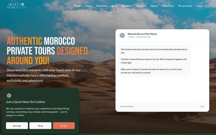 Screenshot of mementomorocco.com