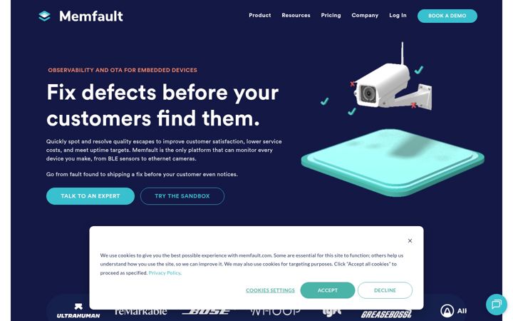 Екранна снимка на memfault.com