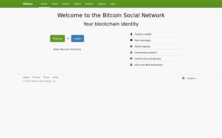 Screenshot of memo.cash