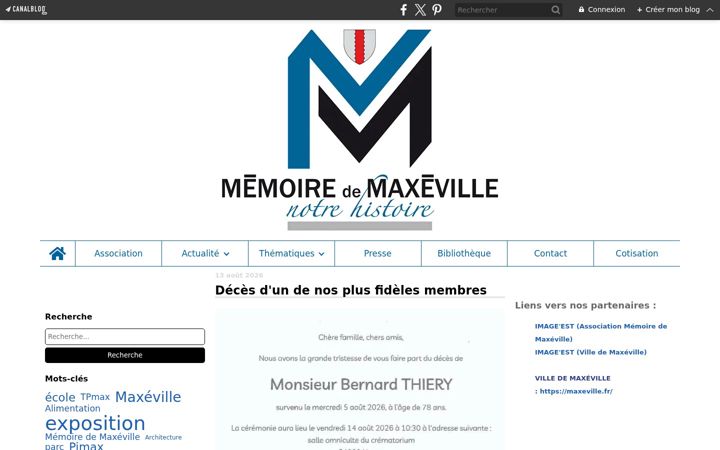 Screenshot of memoiremaxeville.com