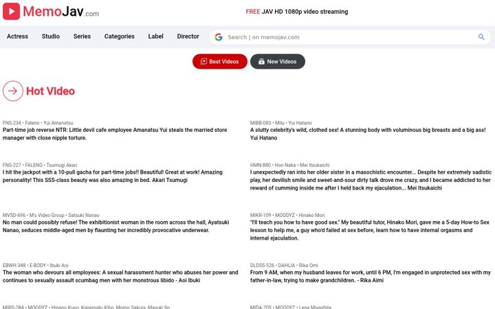 Screenshot of memojav.com