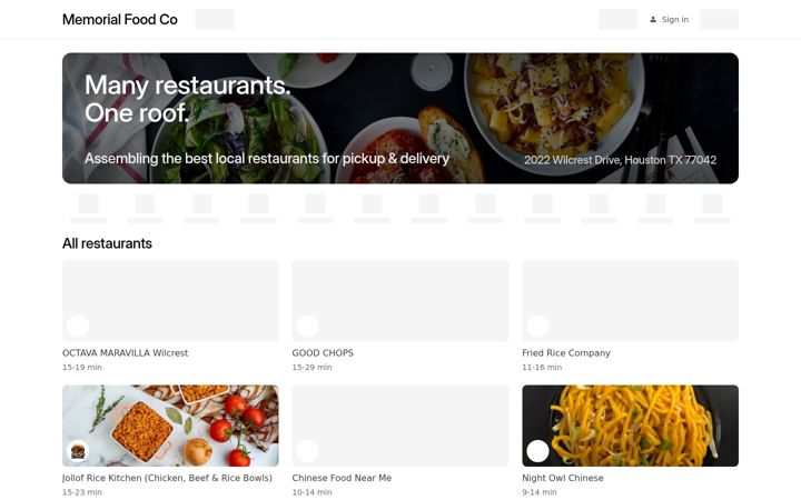 Screenshot of memorialfoods.com