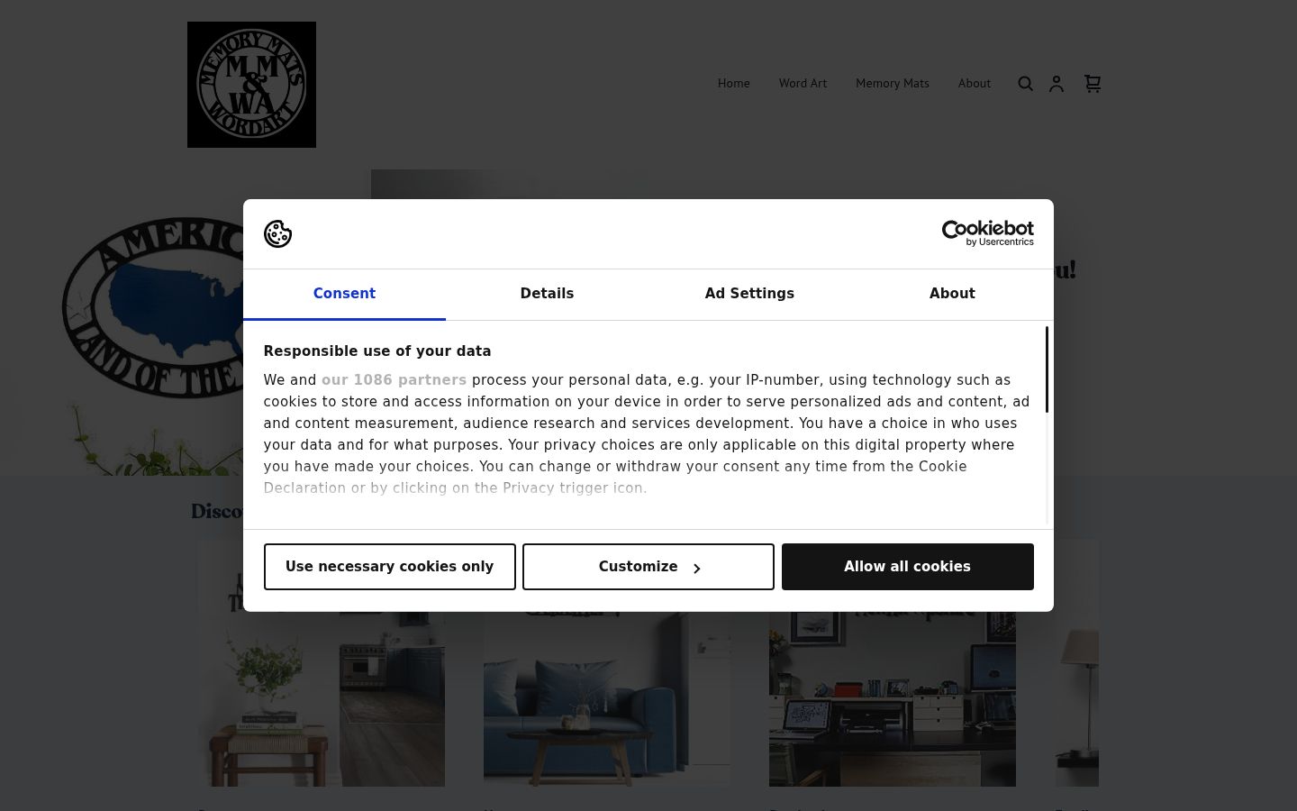 Screenshot of the consent banner shown before any interaction