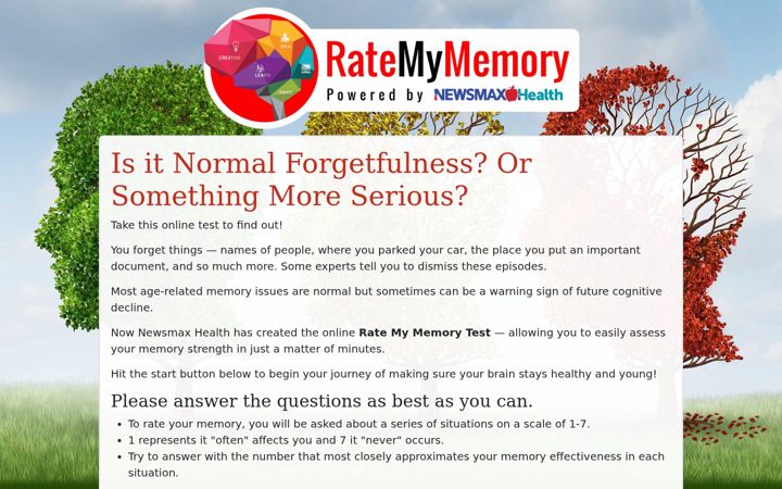Screenshot of memoryrate.com