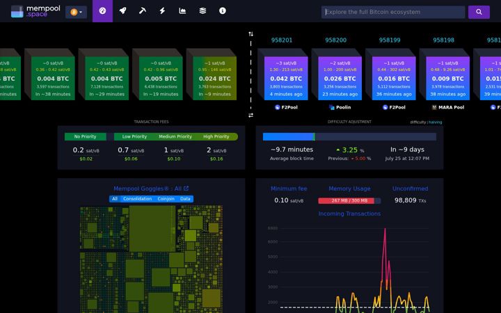 Екранна снимка на mempool.space
