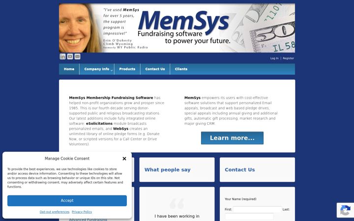 Screenshot of memsys.com