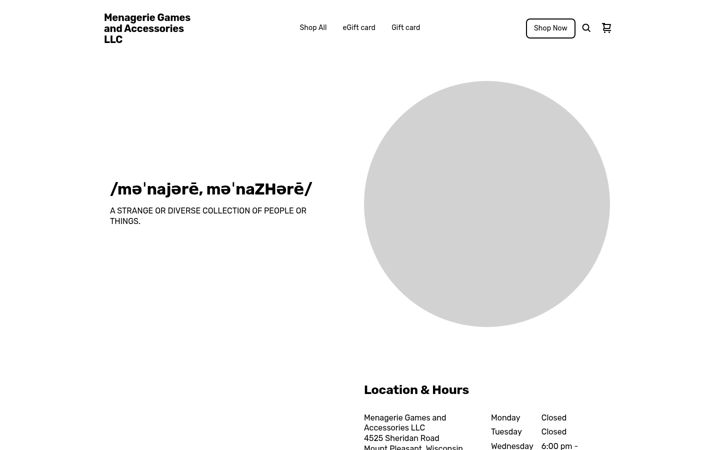 Screenshot of menageriegames.com