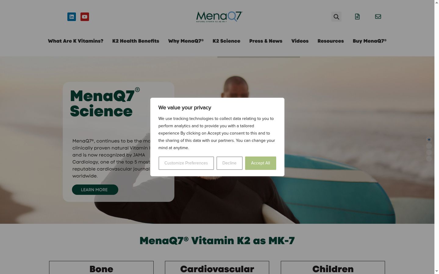 Snímek obrazovky baneru souhlasu zobrazeného před jakoukoli interakcí