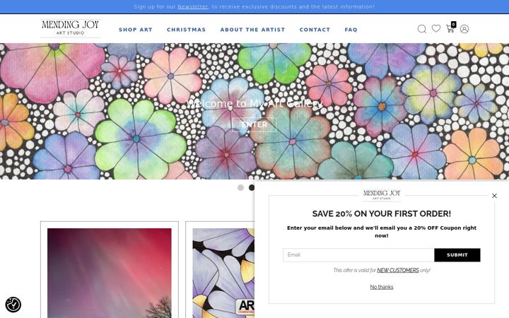 Screenshot of mendingjoyartstudio.com