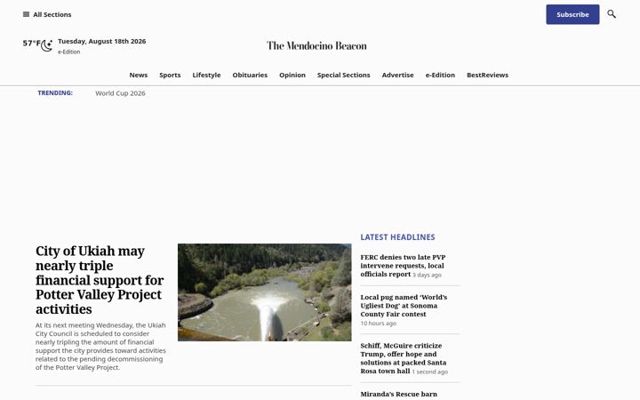 Screenshot of mendocinobeacon.com