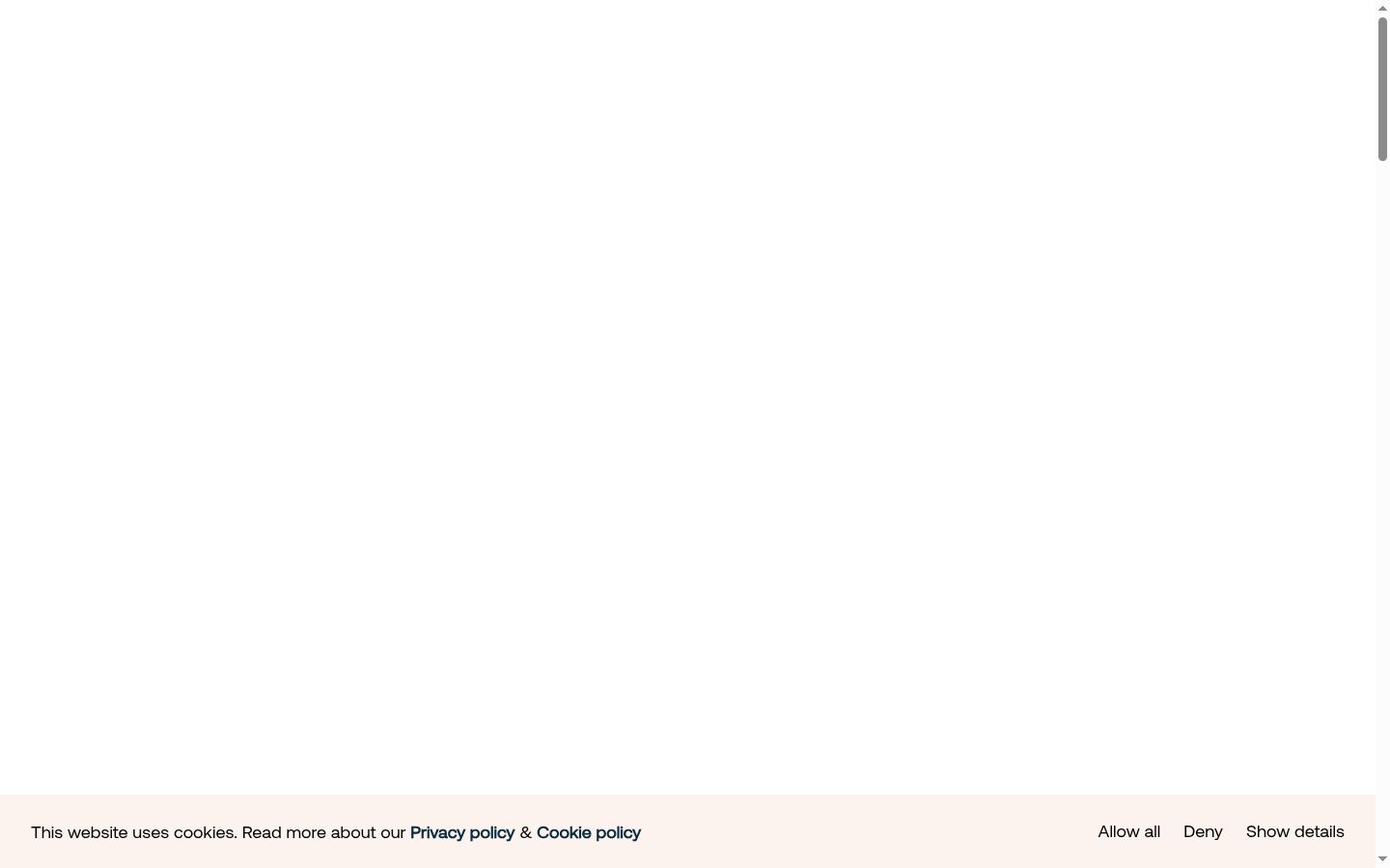 Captura de ecrã do banner de consentimento apresentado antes de qualquer interação