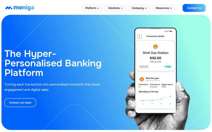 Screenshot of meniga.com