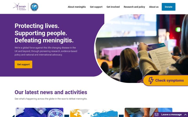 Skjermbilde av meningitis.org