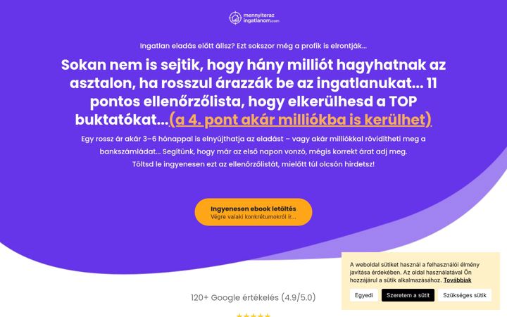 Screenshot of mennyiterazingatlanom.com