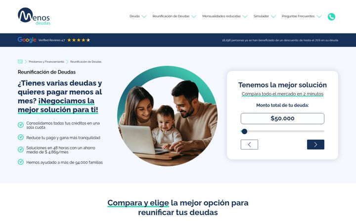 Screenshot of menos-deudas.com