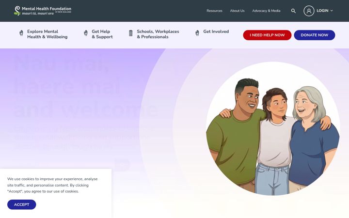 Ekrānuzņēmums no mentalhealth.org.nz
