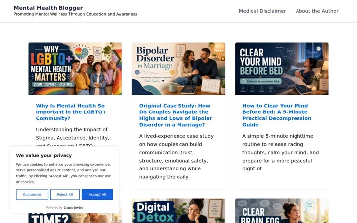 Screenshot of mentalhealthblogger.com
