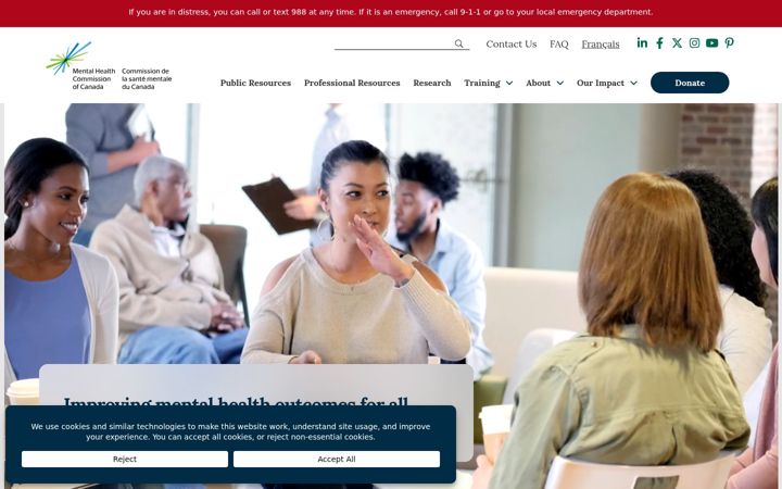 Screenshot of mentalhealthcommission.ca