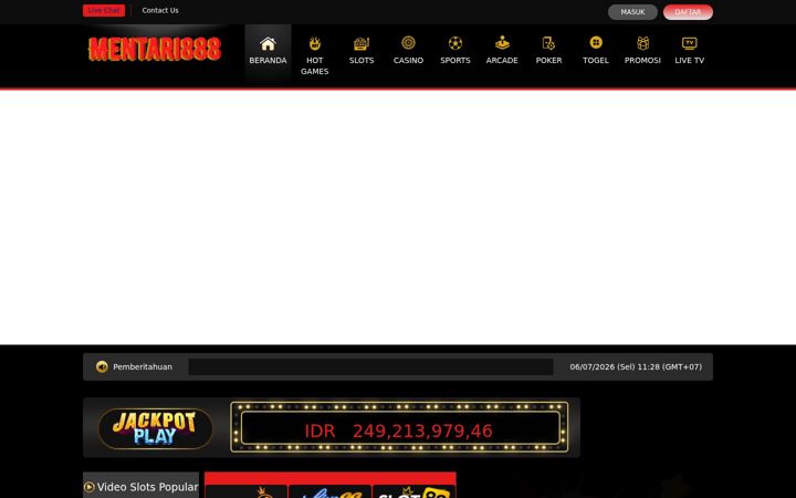 Screenshot di mentari888.com