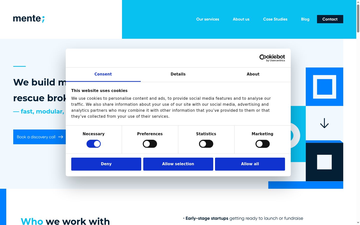 Screenshot of the consent banner shown before any interaction