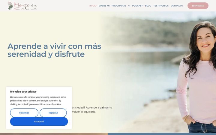 Screenshot of menteencalma.com